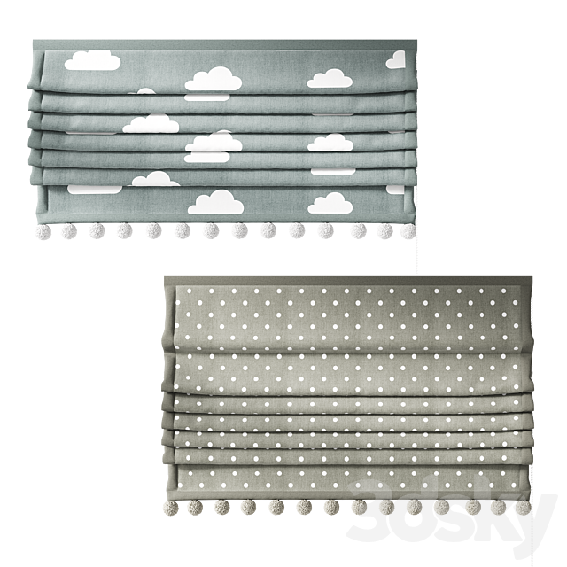 Roman curtains for the nursery with pompoms ZS 01 3ds Max - thumbnail 3