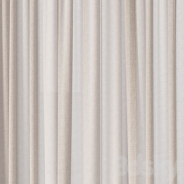 Linen Curtains 01 3ds Max - thumbnail 2