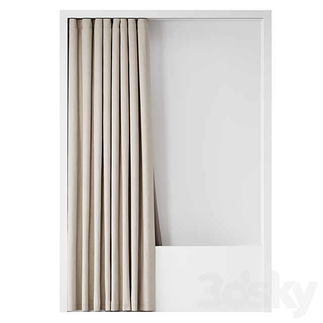 Double bath curtain on ceiling cornice 3ds Max - thumbnail 2