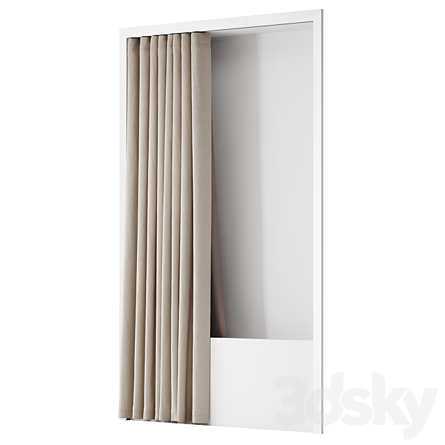 Double bath curtain on ceiling cornice 3ds Max - thumbnail 3