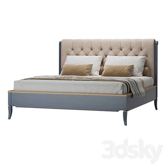 Stuart bed with soft headboard. 3ds Max - thumbnail 3