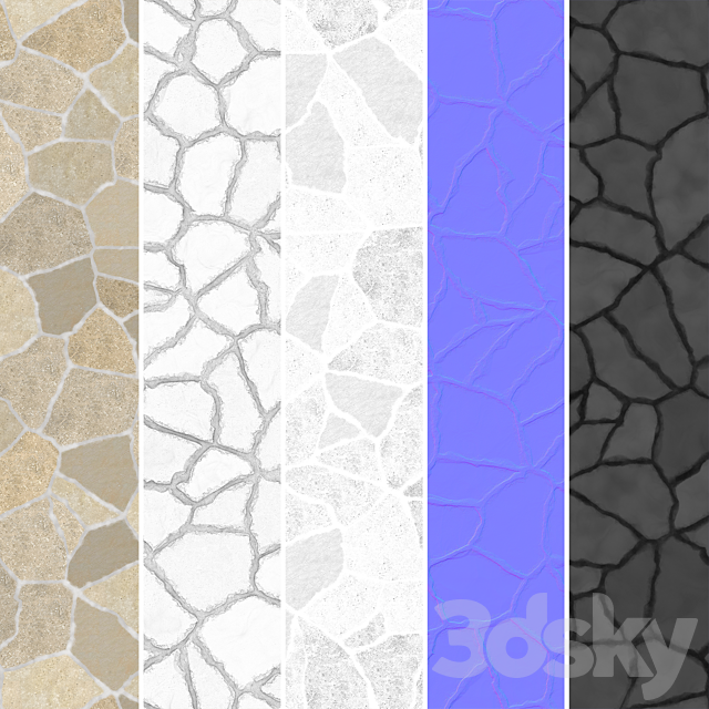 Facing masonry made of wild stone 3ds Max - thumbnail 3