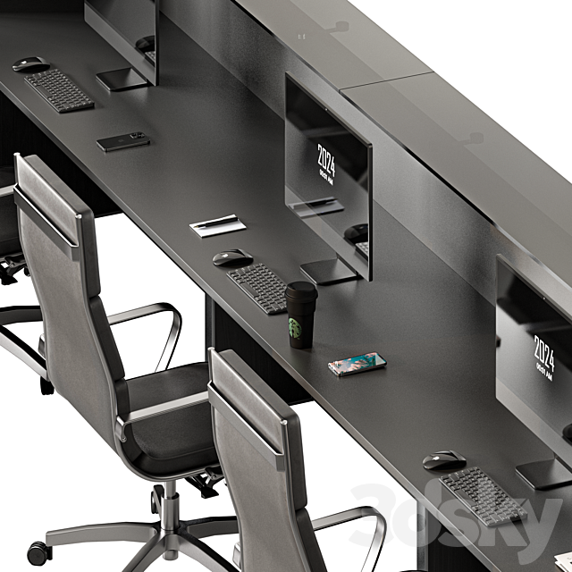 Reception-Work Station Desk Set.3 3ds Max - thumbnail 2